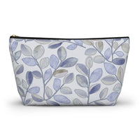 Cherry Plum Leaves Accessory Pouch w T-bottom in Blue